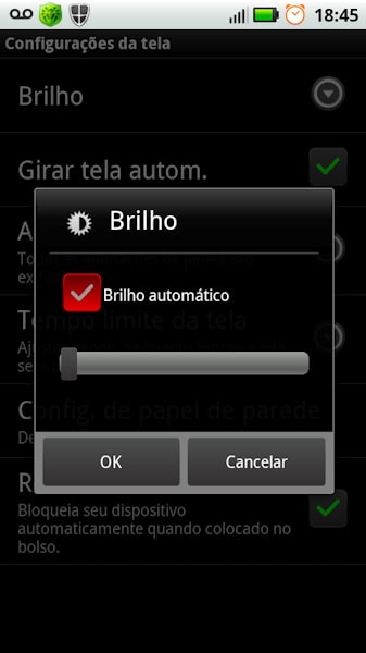 Android opção de brilho automático