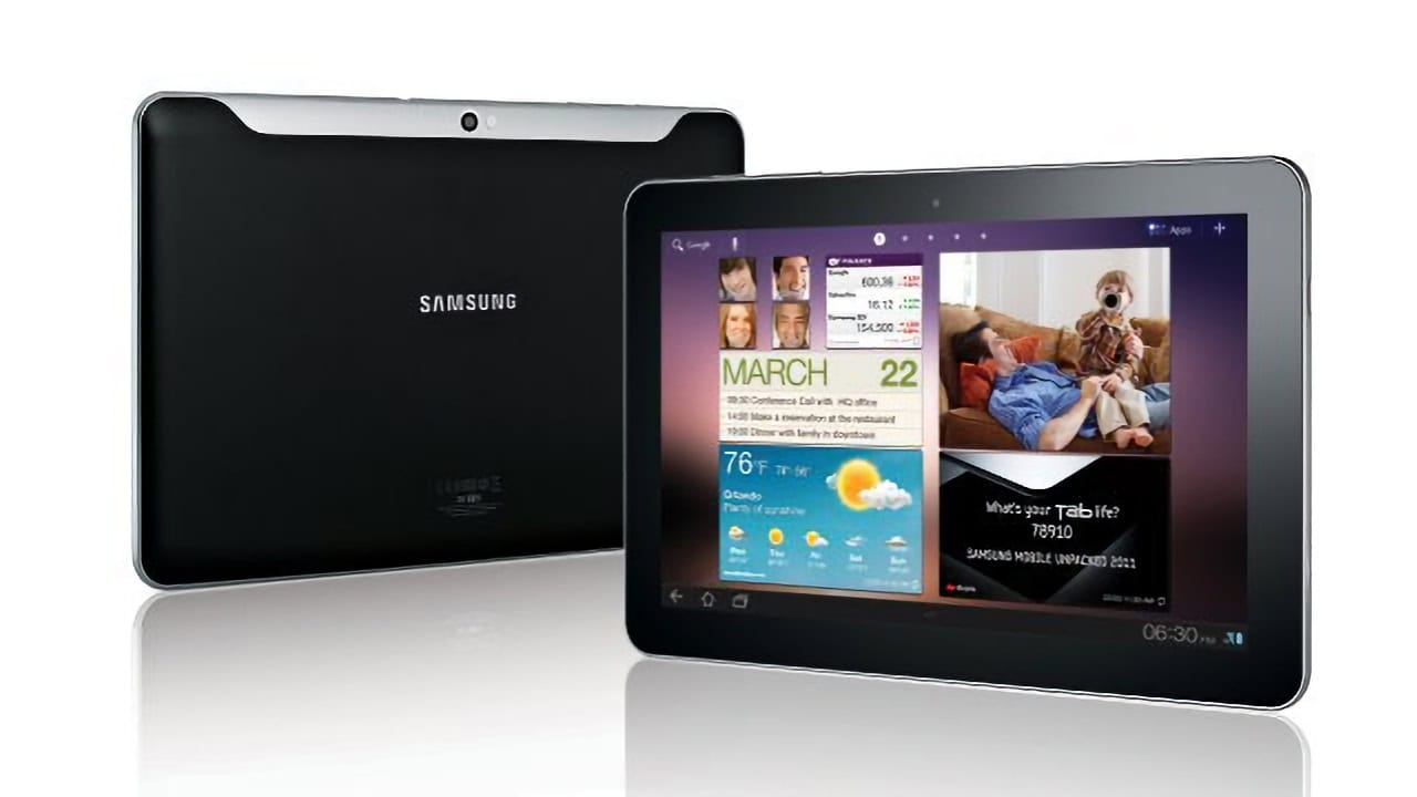 Galaxy Tab 10.1 (2011) tela inicial