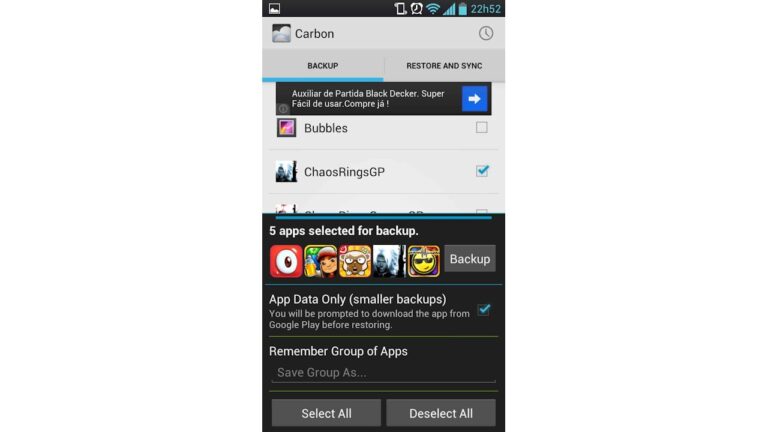 Carbon Android backup