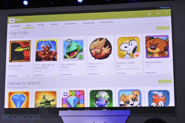 Página Google Play para Tablets