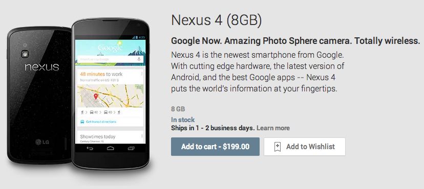 Nexus 4 preço Google Play 8GB