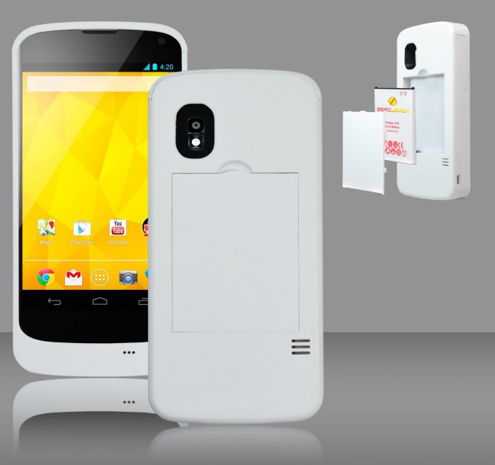 Zerolemon Nexus 4 case e bateria branca