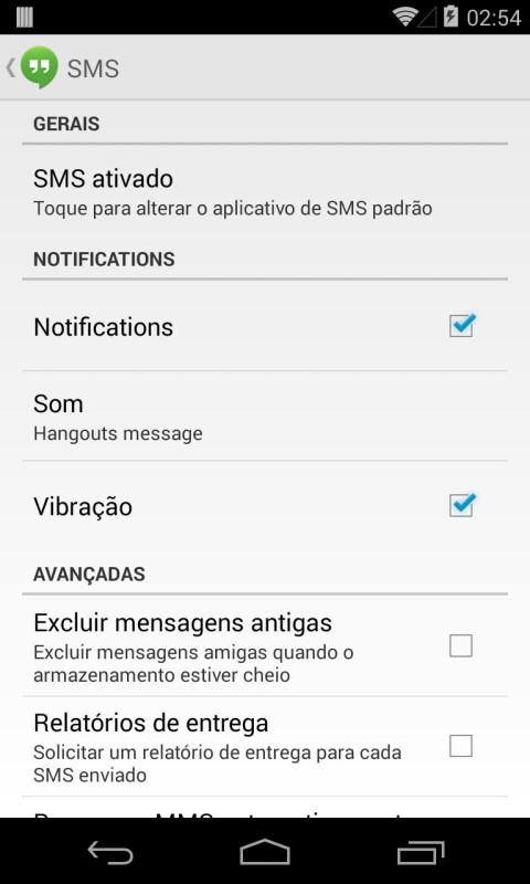 Android4.4 Hangouts SMS