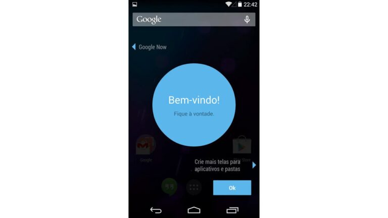 tela de boas vindas Android 4.4