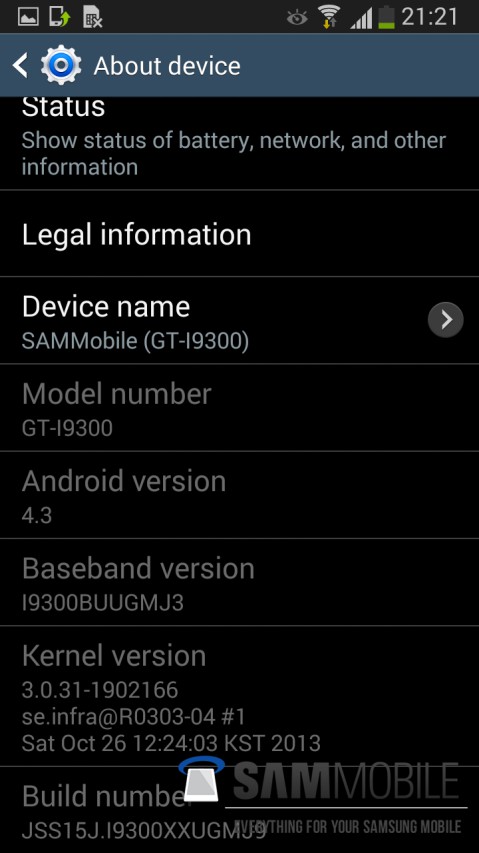Galaxy S3 Android 4.3