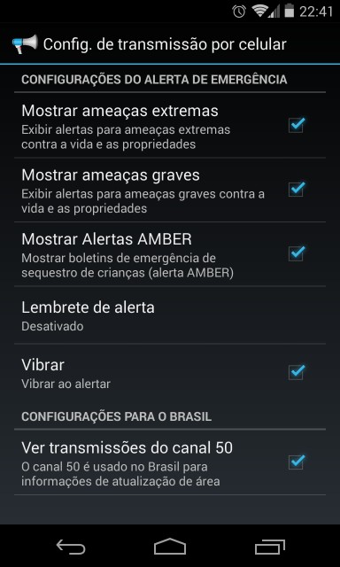 Alerta de emergência Android Barsil