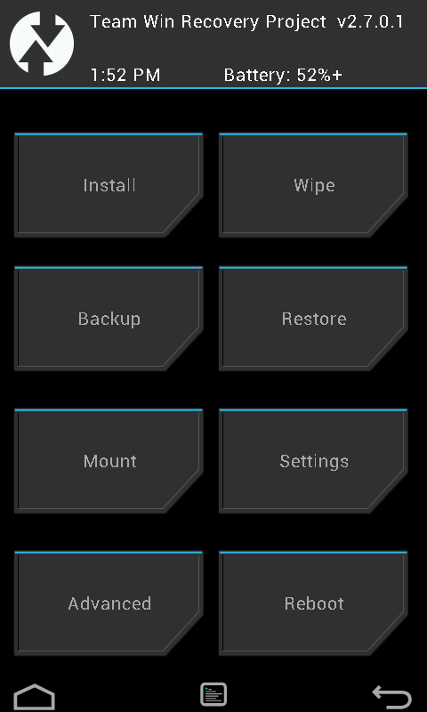 TWRP 2.7 tela