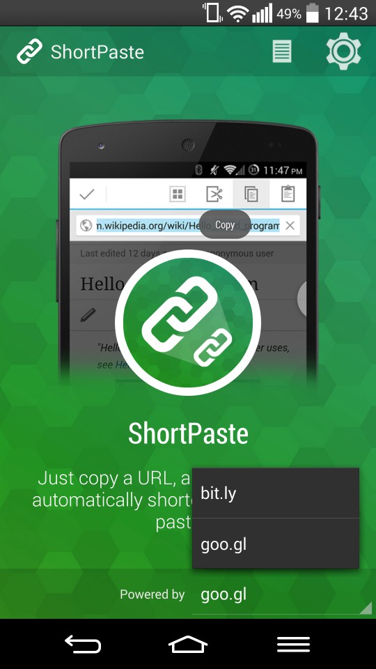 ShortPast encurtador de link para Android