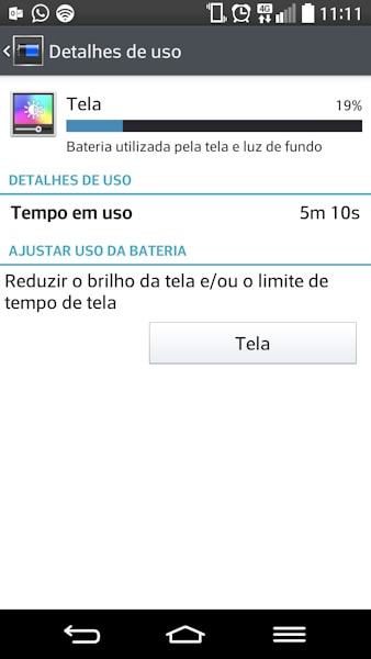 Tempo de tela ligado Android