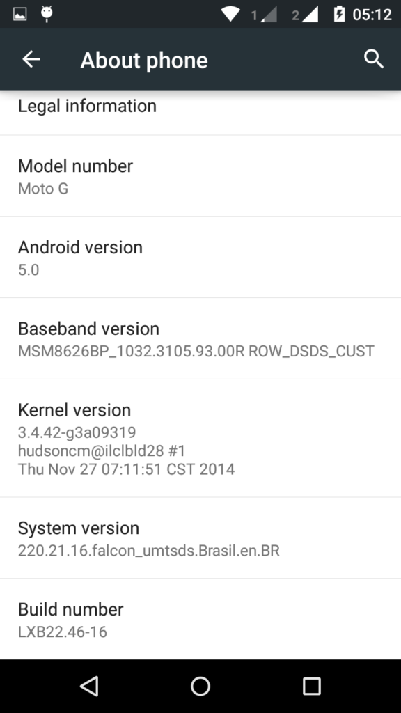 Moto G 2013 Android 5.0 Lollipop