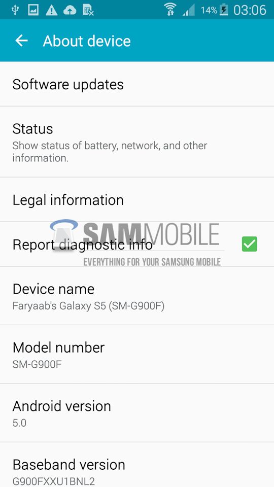 Samsung Galaxy S5 Android 5.0 Lollipop