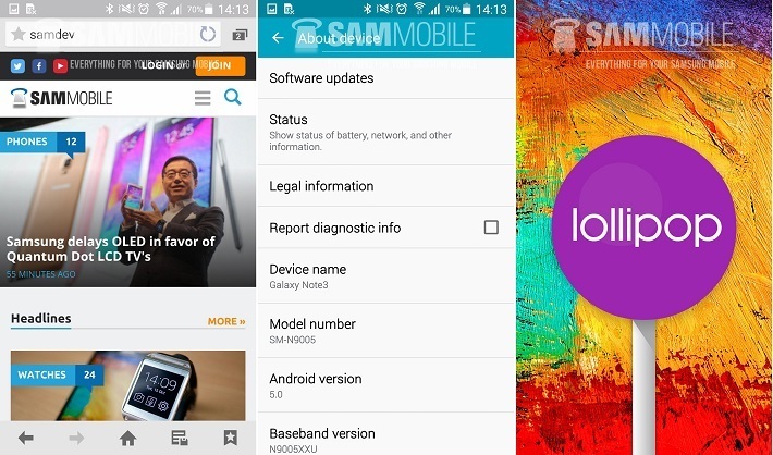 Galaxy note 3 Android 5.0 Lollipop