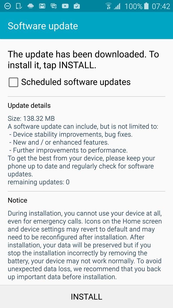 Galaxy S6 atualização