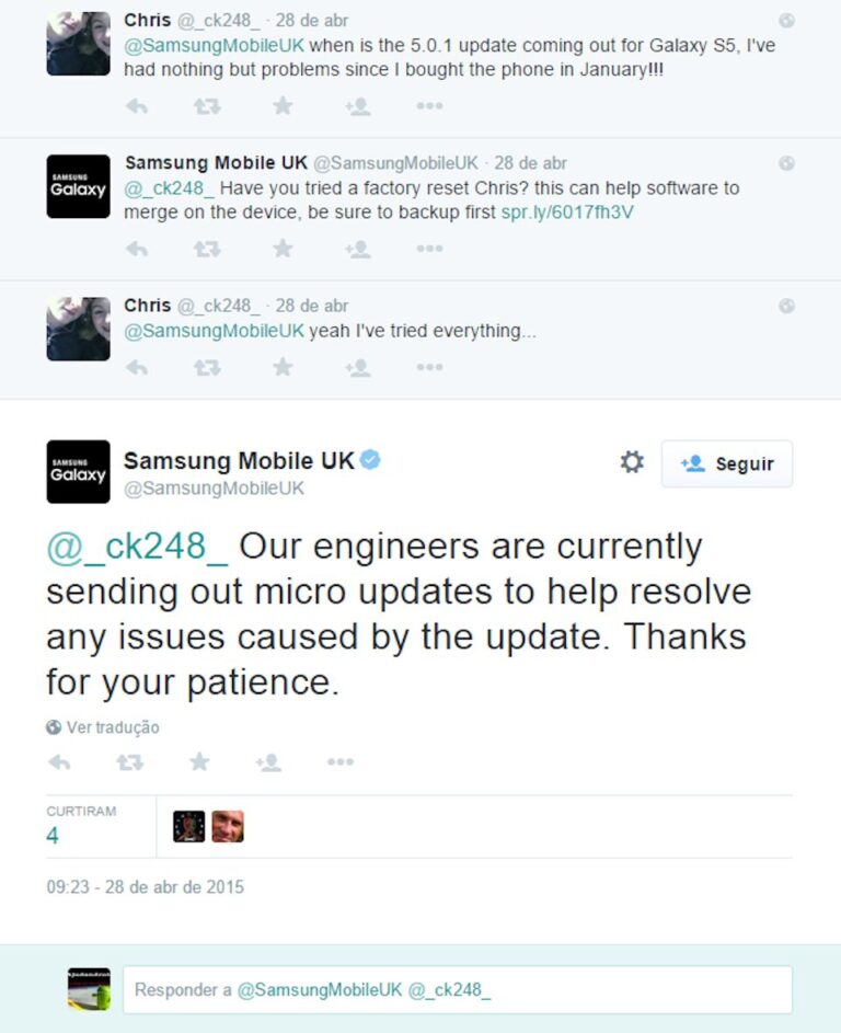 Pequenas atualizações Samsung