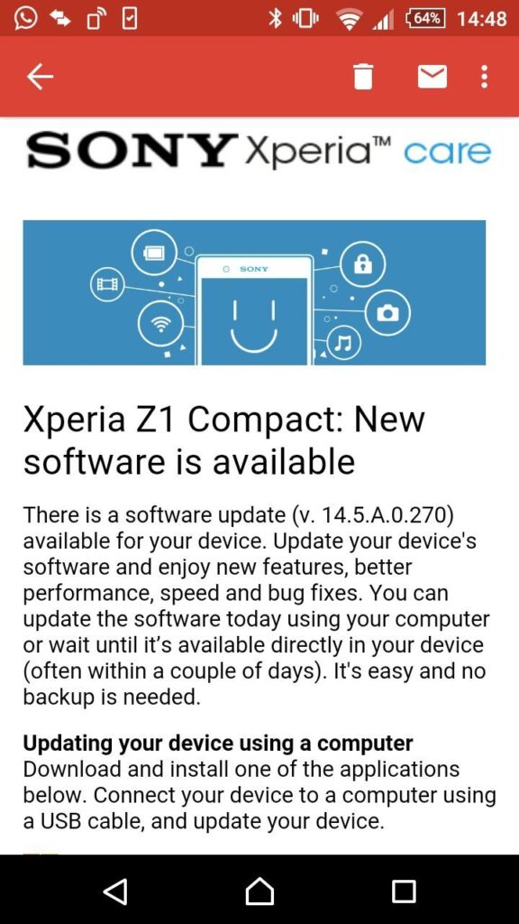 Xperia Z1 Android 5.0
