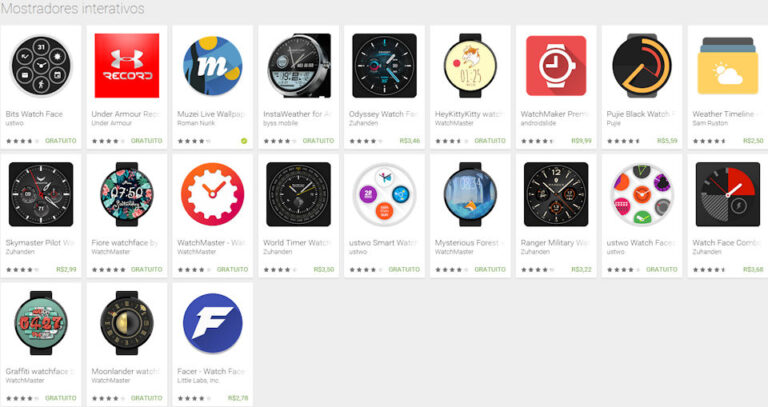 Android Wear mostradores interativos