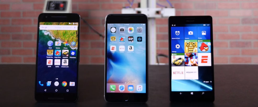 Vídeo mostra qual é o mais rápido aparelho: iPhone 6S Plus, Nexus 6P ou Lumia 950XL