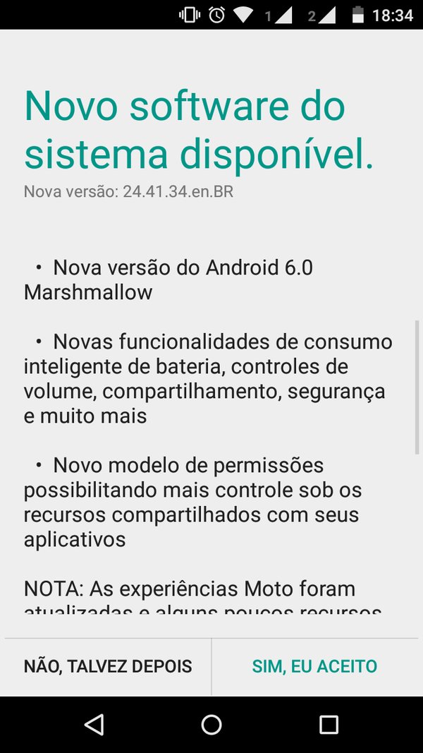 Moto G 2ª Geração Android 6.0 Marshmallow