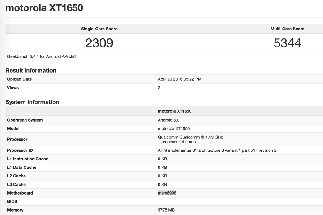 Moto X 2016 Benchmark