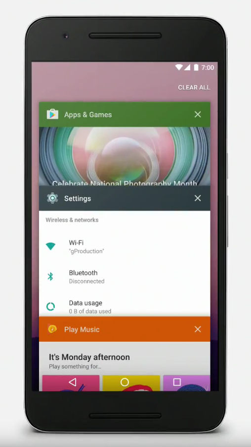 Android N apps abertos