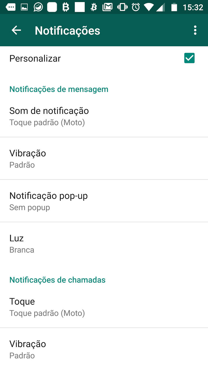 WhatsApp notificações