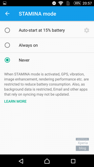 Modo Stamina Xperia Android 6.0 Marshmallow