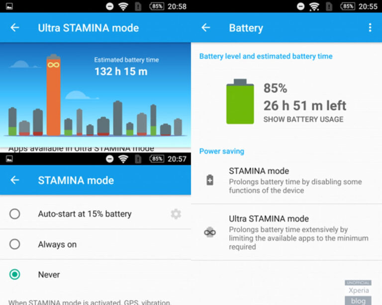 Modo Stamina Xperia Android 6.0 Marshmallow