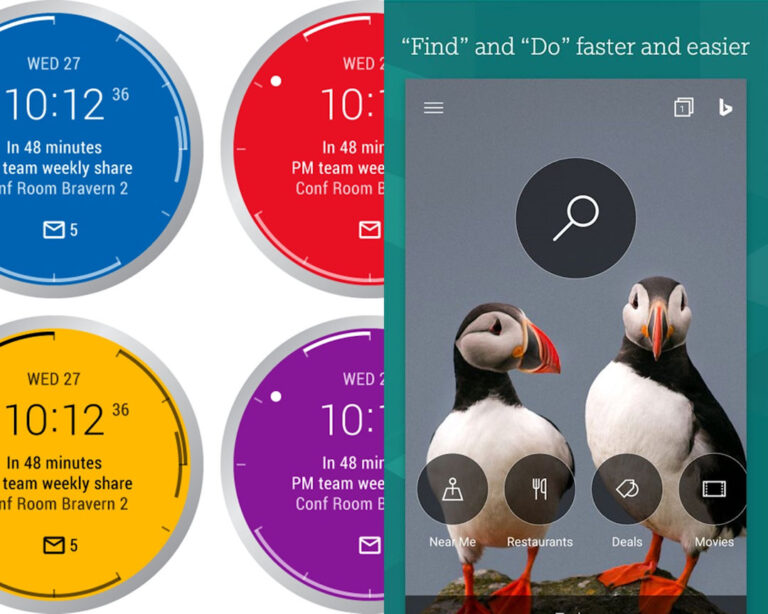 Outlook Android Wear Face e Bing Android