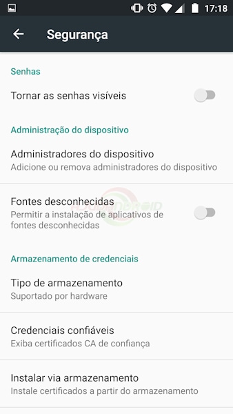 Segurança Android fontes desconhecidas