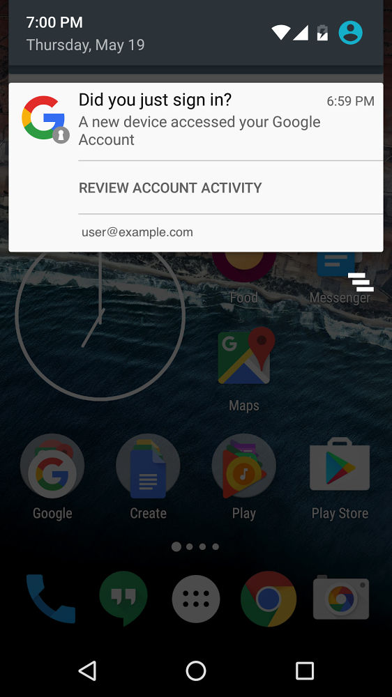 Notificação Android conta Google