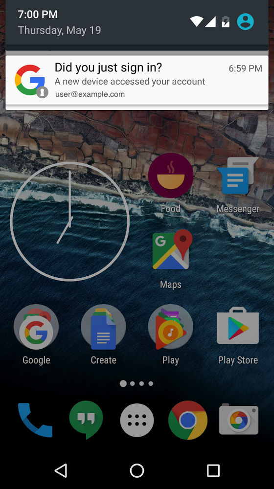 Notificação Android conta Google
