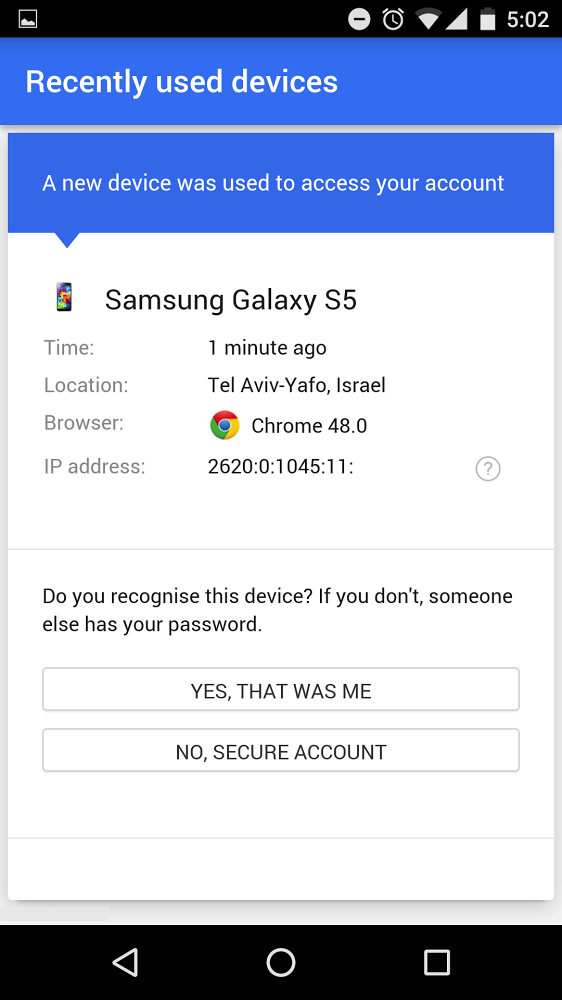 Notificação Android conta Google