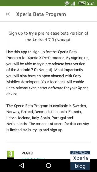 Xperia X Performance Programa Beta Xperia