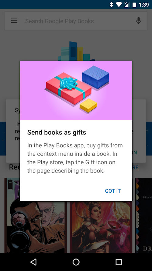 Google Play Livros enviar como presente