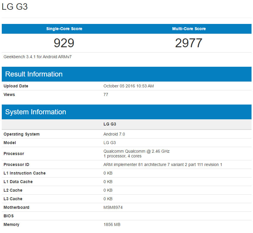 LG G3 Benchmark Nougat