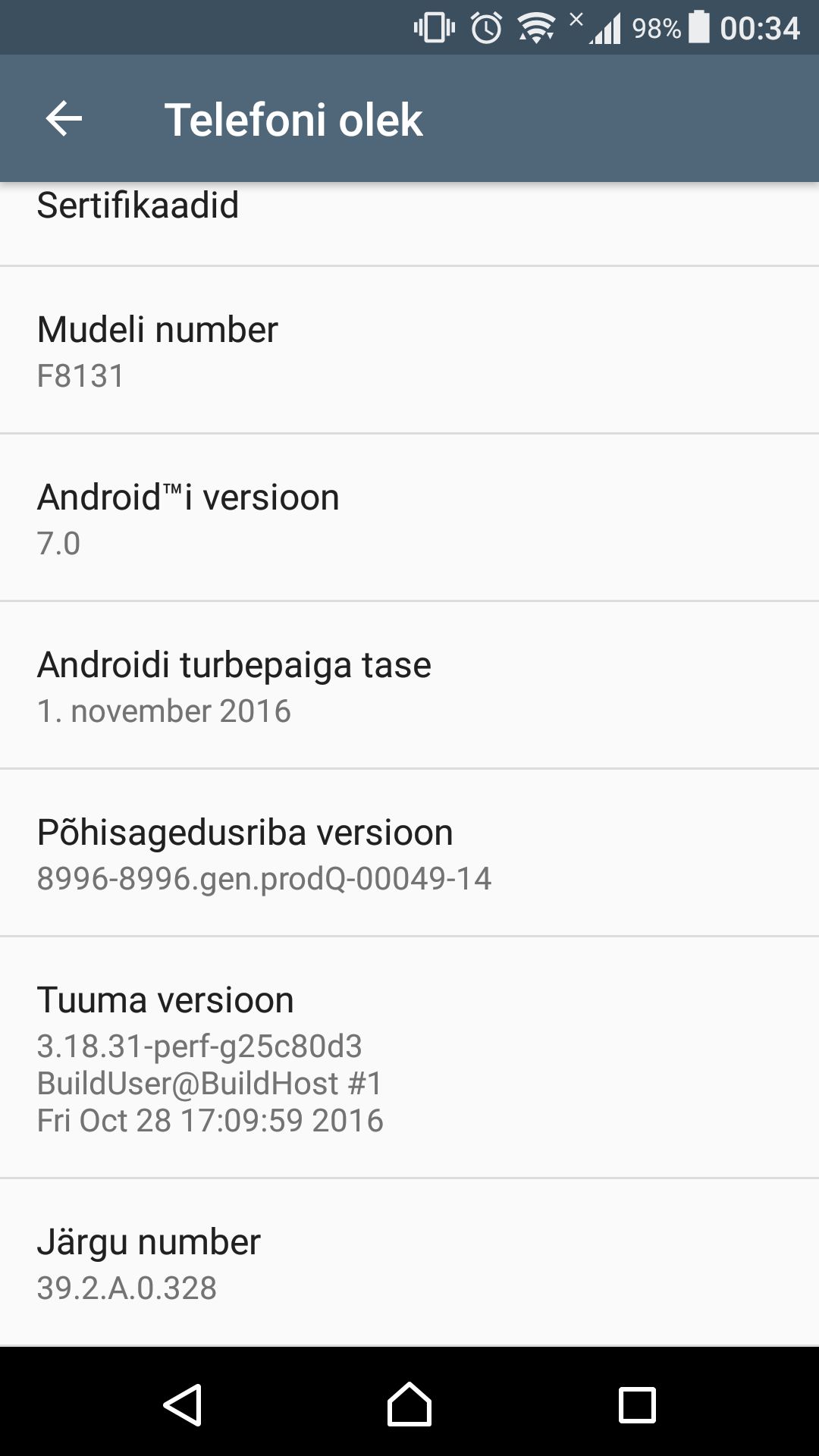 Xperia X Performance Android 7.0 Nougat