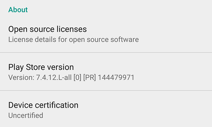 Google Play dispositivo não certificado