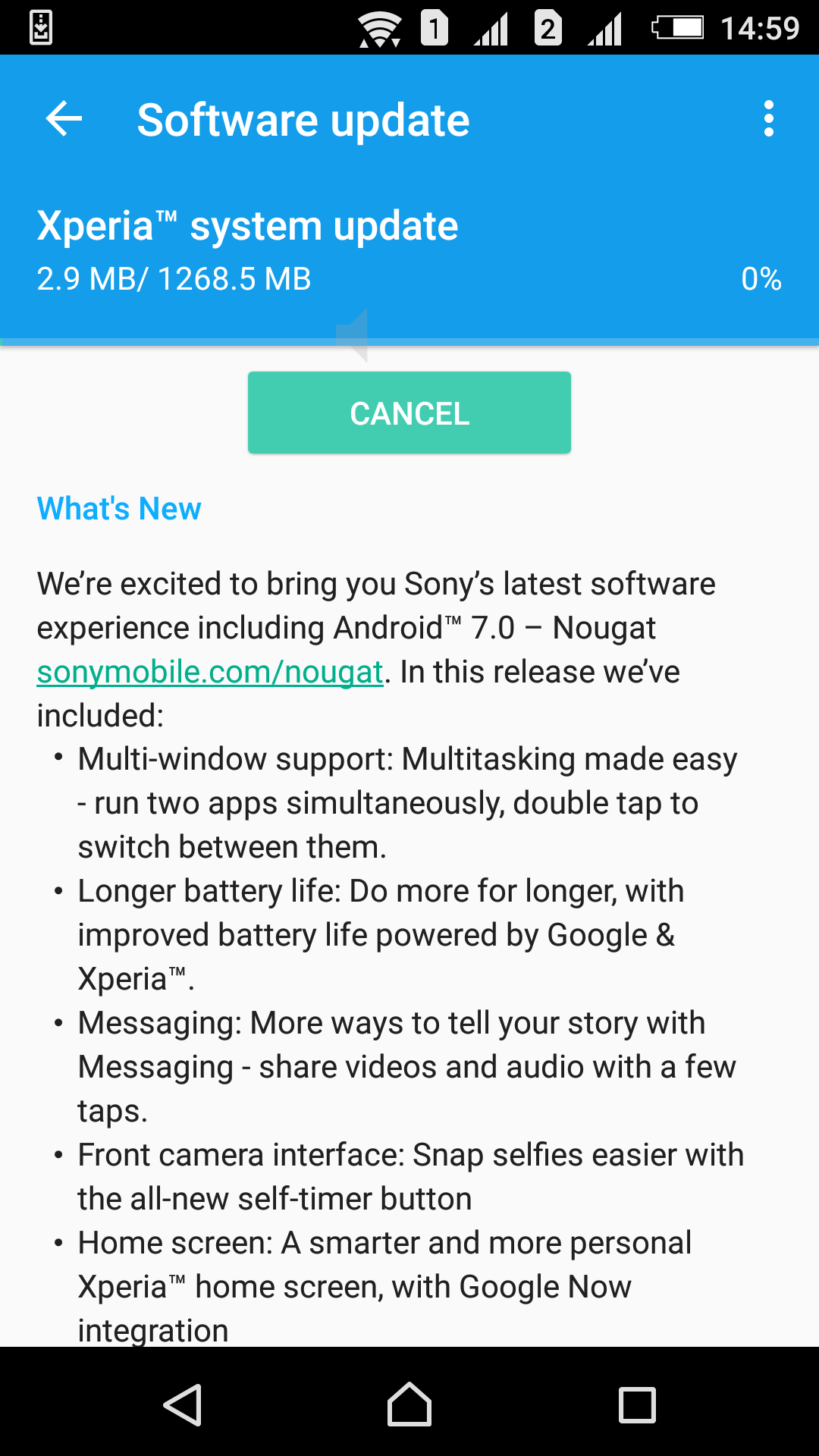Xperia Z5 Android 7.0 Nougat