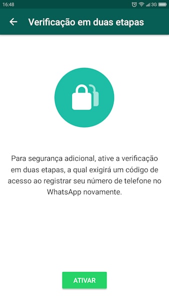 WhatsApp verificação de segurança em duas etapas