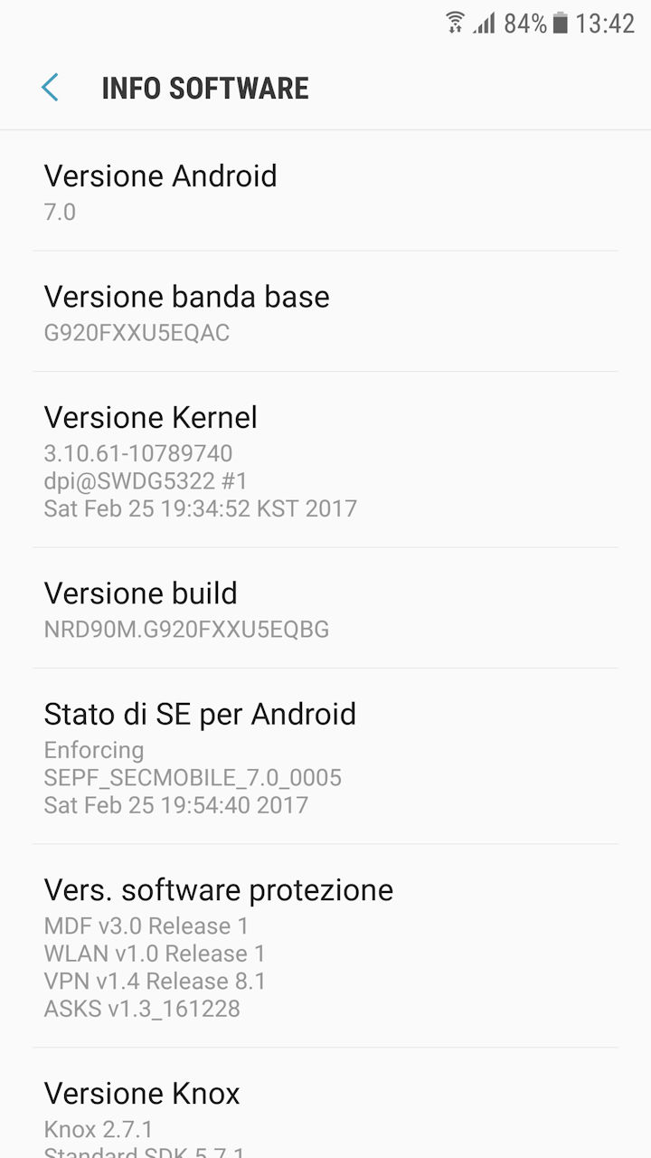 Galaxy S6 Android 7.0 Nougat