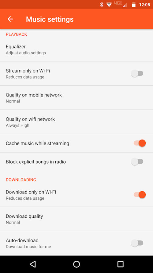 Google Play Música Wi-Fi