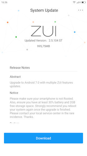 Lenovo Zuk Z2 Plus Android 7.0 Nougat