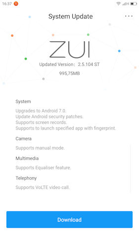 Lenovo Zuk Z2 Plus Android 7.0 Nougat