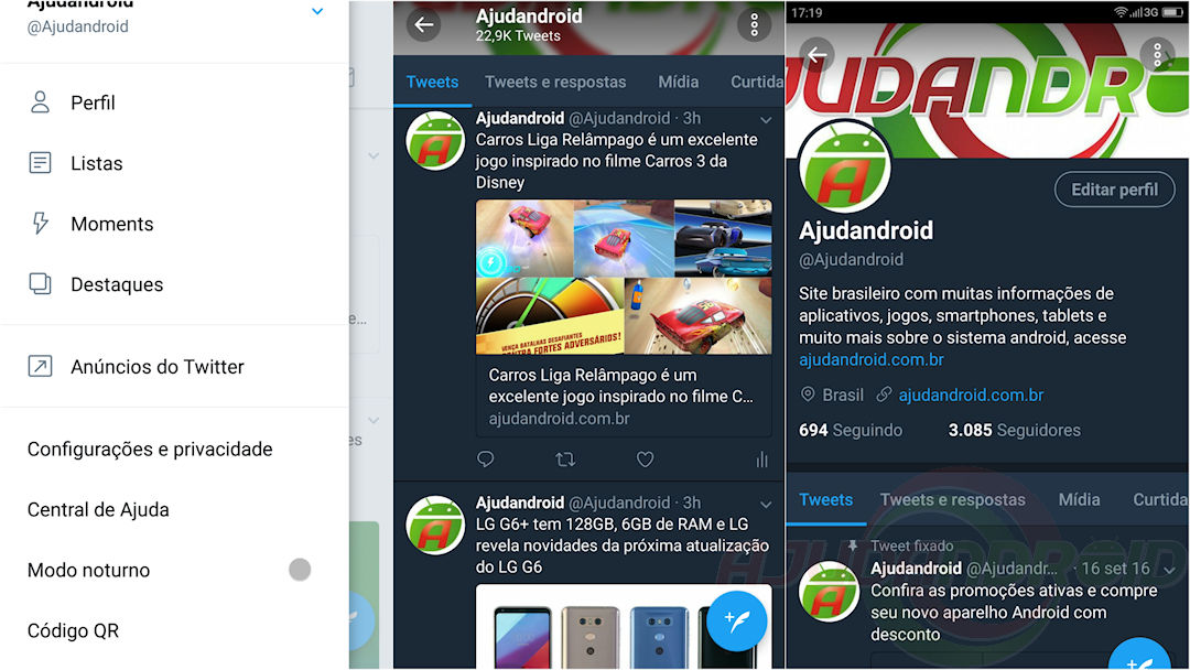 Twitter modo noturno