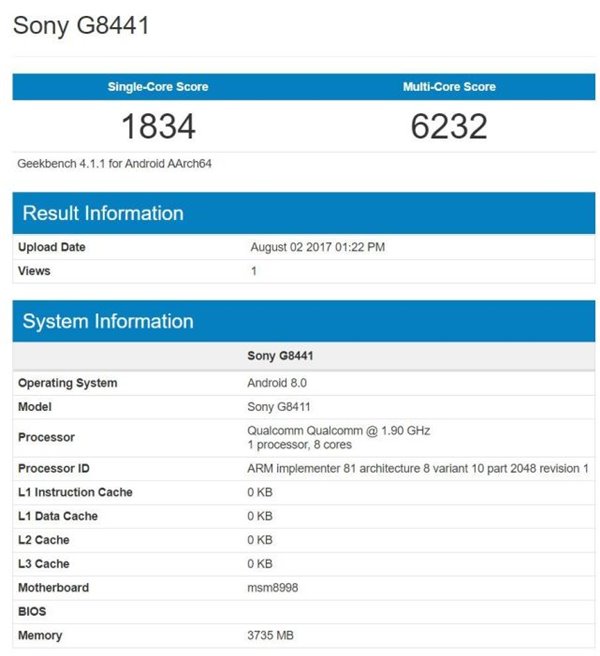 Xperia XZ1 benchmark