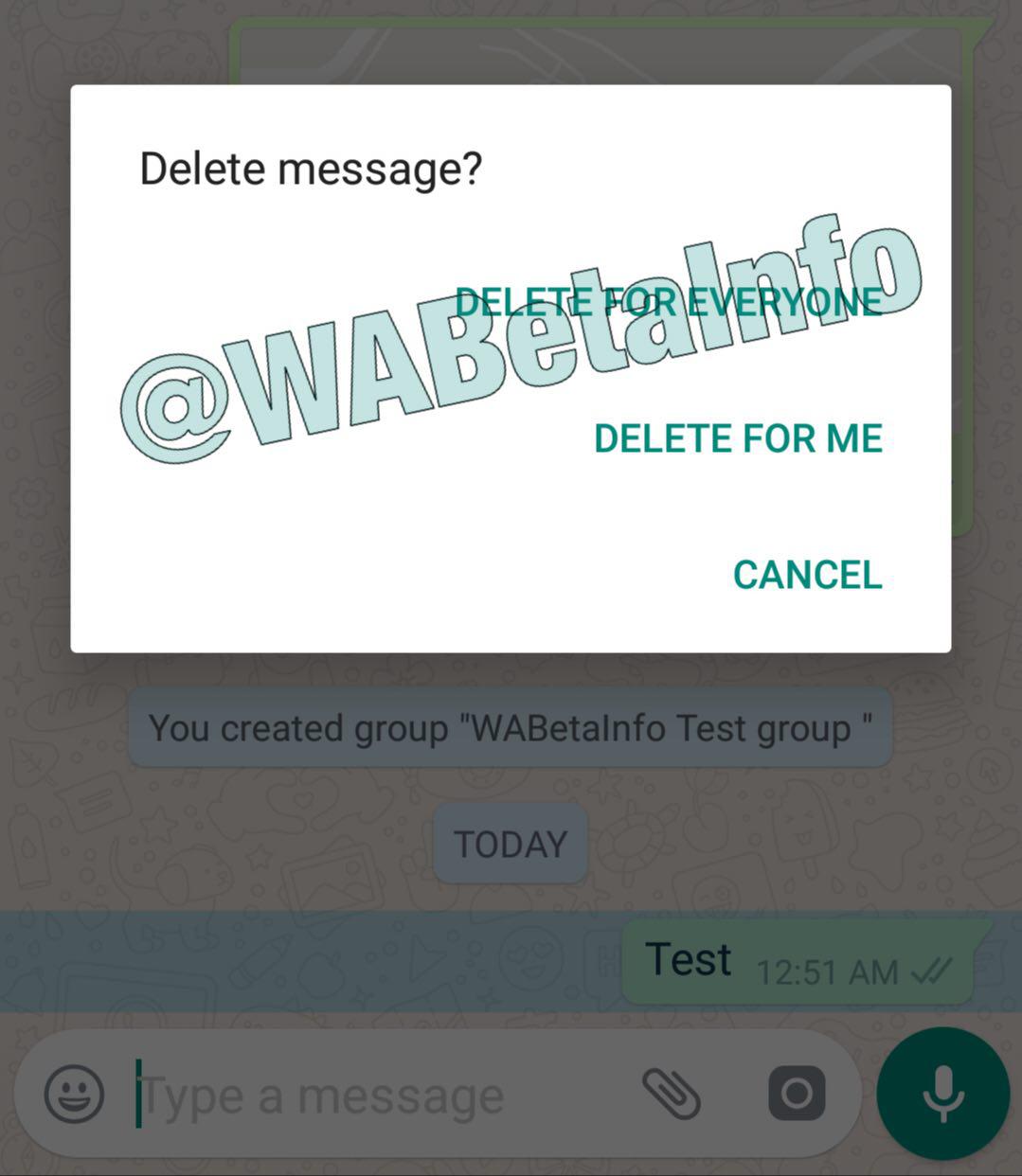 WhatsApp apagar mensagens enviadas