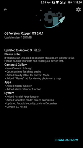 OnePlus 5 Android 8.0 Oreo