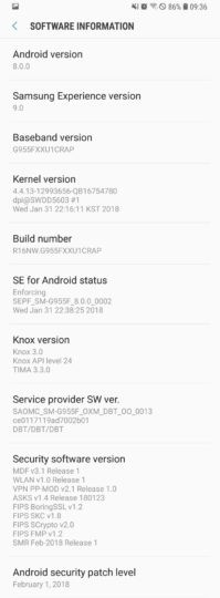 Galaxy S8+ Android Oreo