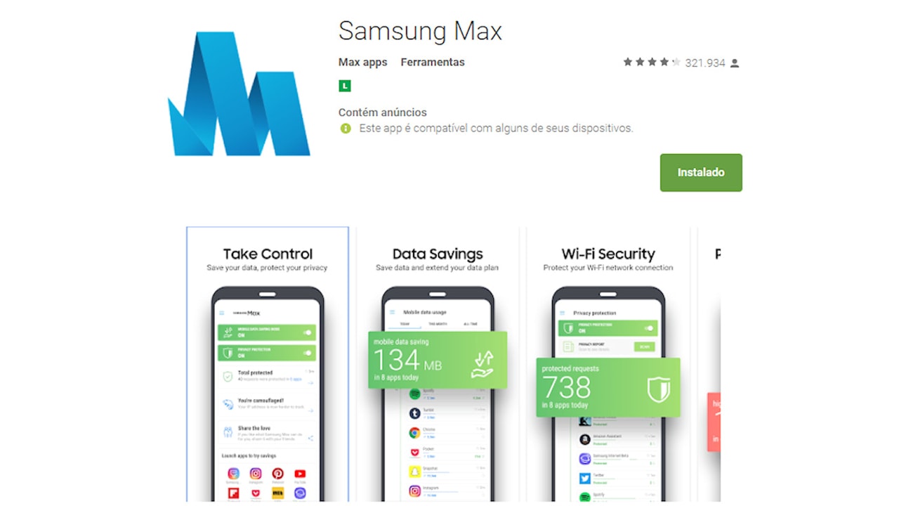 Samsung Max é lançado para Android e traz economia de dados, VPN e mais