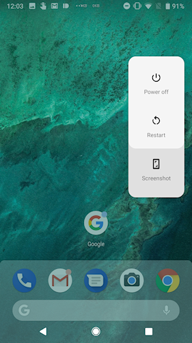 Android P menu de energia